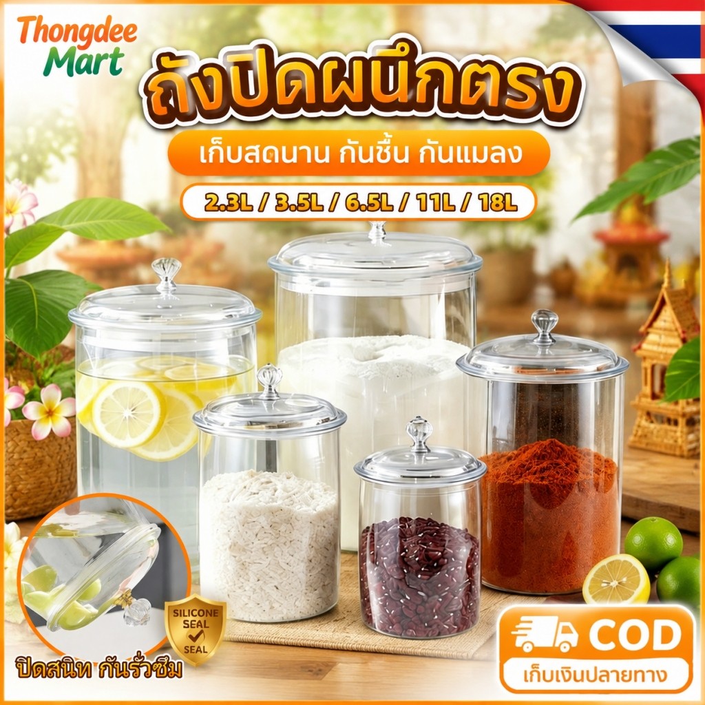 หลดอง ถังเก็บเม็ดข้าวสาร แบบสุญญากาศ มัลติฟิต ถังเก็บเมล็ดกาแฟ ป้องกันความชื้น กล่องเก็บข้าวสาร โหลใส่เครื่องปรุง ถังน้ำ