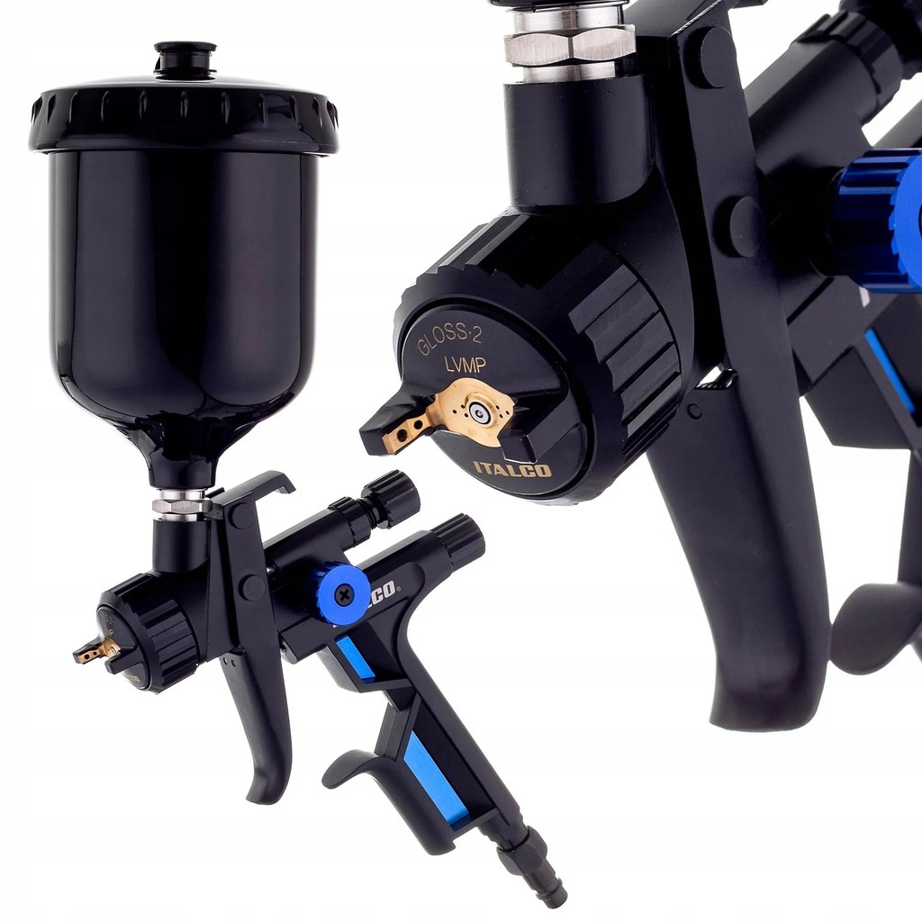 OJ5M ITALCO GLOSS 2 LVMP Power Spray Gun พร้อมถัง 1.3 มม. 600 มล.