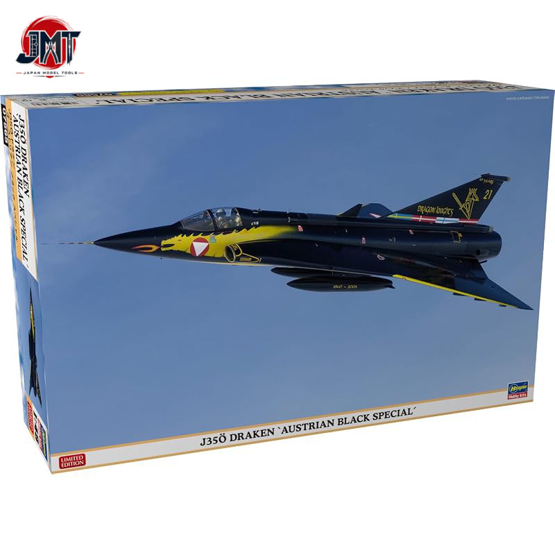 Hasegawa 1/48 Austria J35O Draken "Austrian Black Special" Plastic Model Kit 07565 (Airplane)