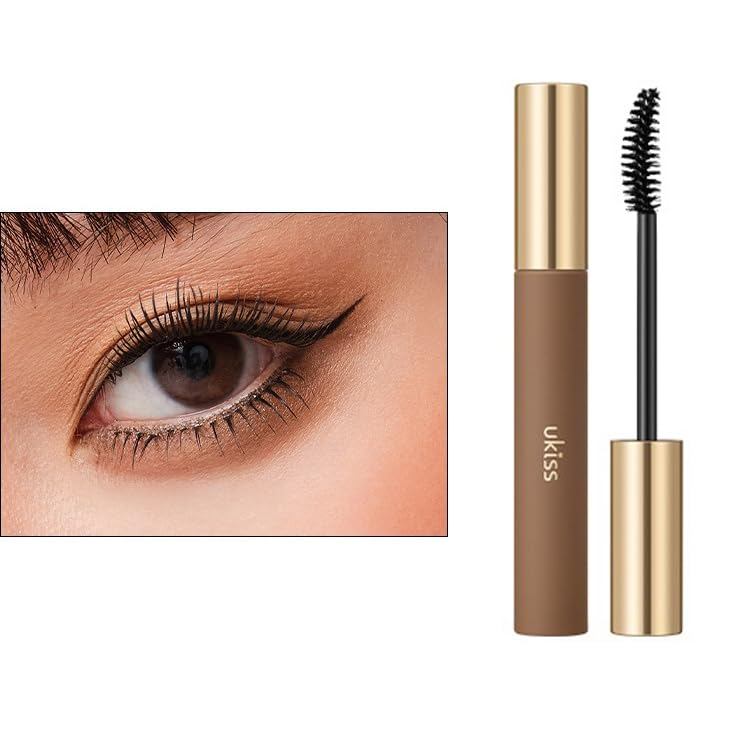 1 PC Ukiss Longening Curling Mascara มาสคาร่าติดทนนาน, สีดําธรรมชาติ/สีน้ําตาล Smudge Proof Water Pr