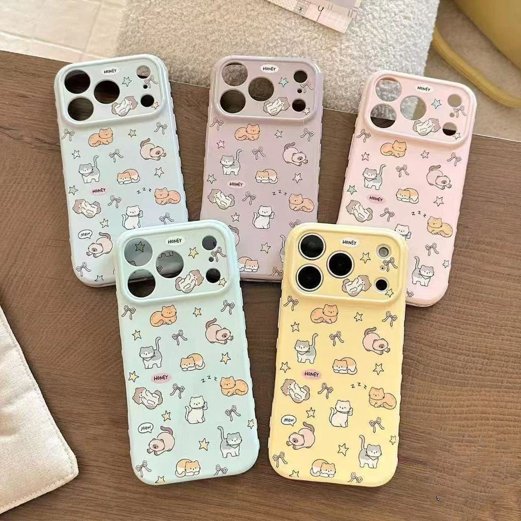 เคสสำหรับ iPhone 17 16 15 14 13 12 11 Pro Max XR XS กันกระแทก หัวใจ 3D สีพาสเทล น่ารัก กันรอย ถุง