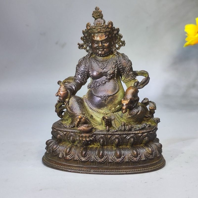 Retro พระพุทธรูปเนปาล Bronze รูปปั้นทิเบตบ้าน God of Wealth พระโพธิสัตว์ Tantric บูชา God of Wealth 