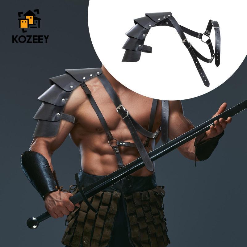 [KOZEY] Gothic Steampunk Shoulder Shrug Belt Gothic PU Leather Outfit Medieval