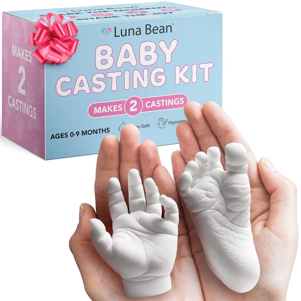 Luna Bean Baby Footprint and Hand Mold Casting Kit (2 แพ็ค) ของขวัญแม่ใหม่ - ทาบรอยมือเท้าทารกแรกเกิ