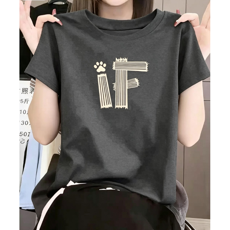 Oversize T-shirt Thai Style IF Paw Print เสื้อยืดผ้าฝ้ายหนา คอกลมทรงหลวมปกป้องรูปร่าง