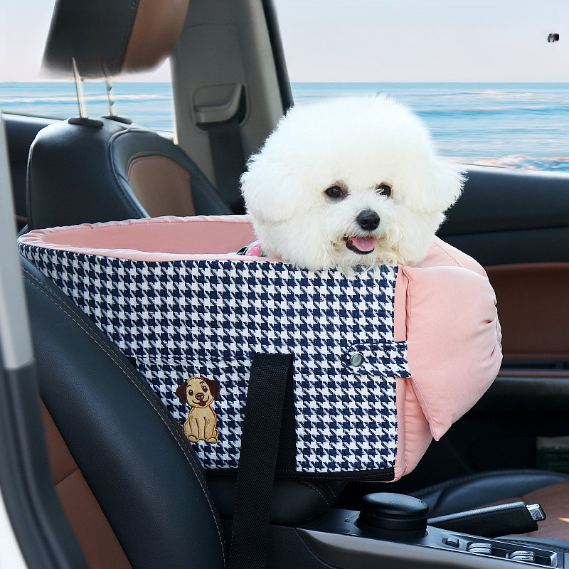 แบบพกพารถเตียงสัตว์เลี้ยงสําหรับสุนัขขนาดเล็ก Cat คอนโซลกลาง Travel Carrier ปรับสายรัด Kotse Upuan P