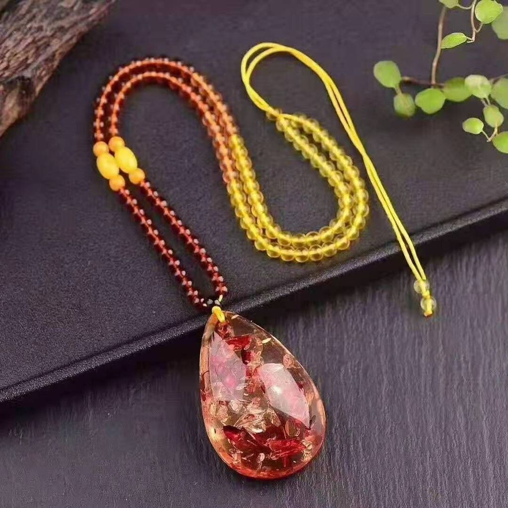 Xinkeli Baltic รุ่นที่สอง Amber ขี้ผึ้ง Pop ดอกไม้ Amber Water Drop พร้อมเรืองแสงผู้หญิงจี้เสื้อกันห