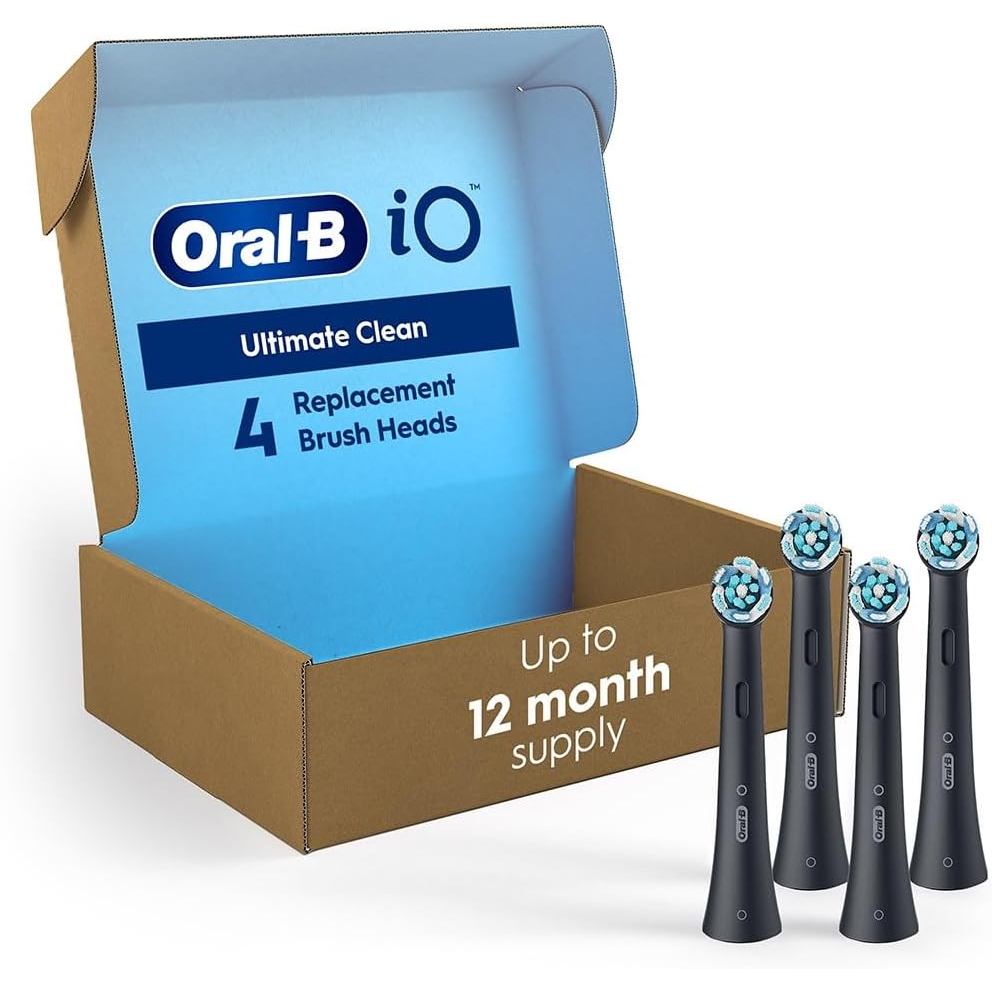 Oral-B iO Series Ultimate Clean หัวแปรงทดแทนสําหรับแปรงสีฟันไฟฟ้า Oral-B, 4 นับ, สีดํา GM6F