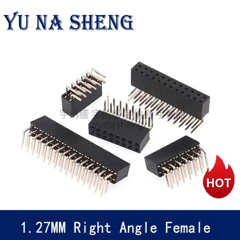 1.27MM Ptich 2X/2/3/4/5/6/8/10/40 PIN คู่แถวมุมขวาหญิง PIN HEADER 1.27 Strip Connector ซ็อกเก็ต 3 P/