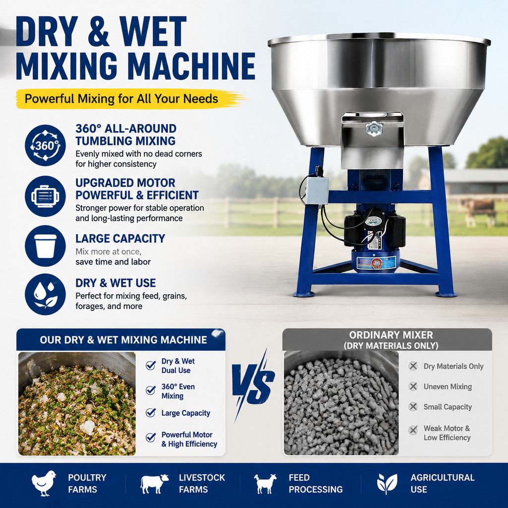 Can add water Animal feed mixer farm breeding mixer made of 304 stainless steel suitable for both dry and wet use