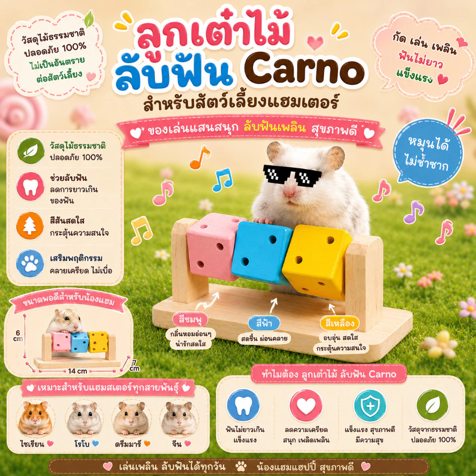 [crazy pet shop]ลูกเต๋าลับฟัน หมุนเล่นได้เสริมพัฒนาการให้น้องได้สนุกไม่เบื่อ สำหรับแฮมเตอร์