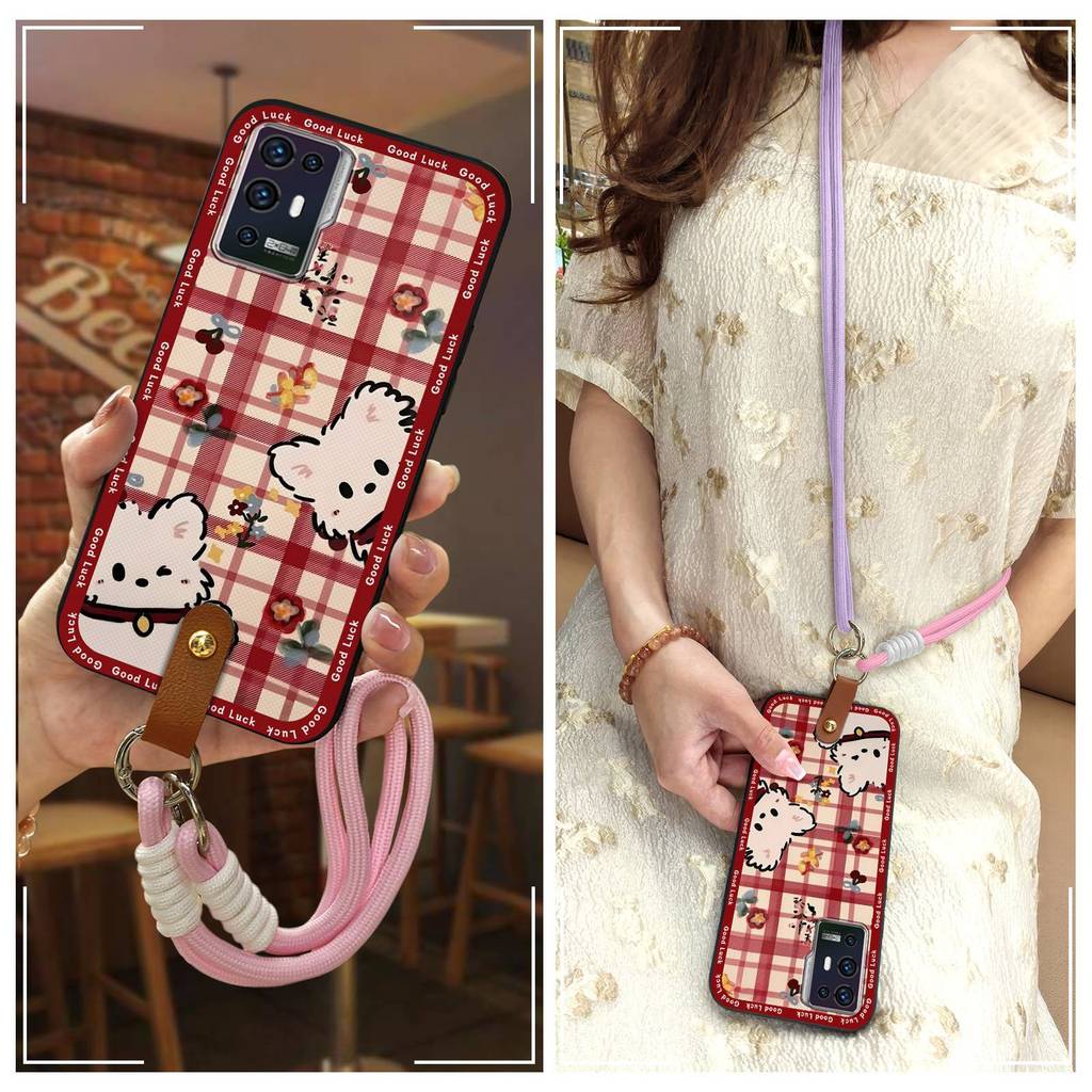 ZTE เคสโทรศัพท์ซิลิโคนแนวทแยงสําหรับZTE Axon30 Pro/A2022/Axon31 Lanyardป้องกันฝุ่นGraffitiปกหลังน่าร