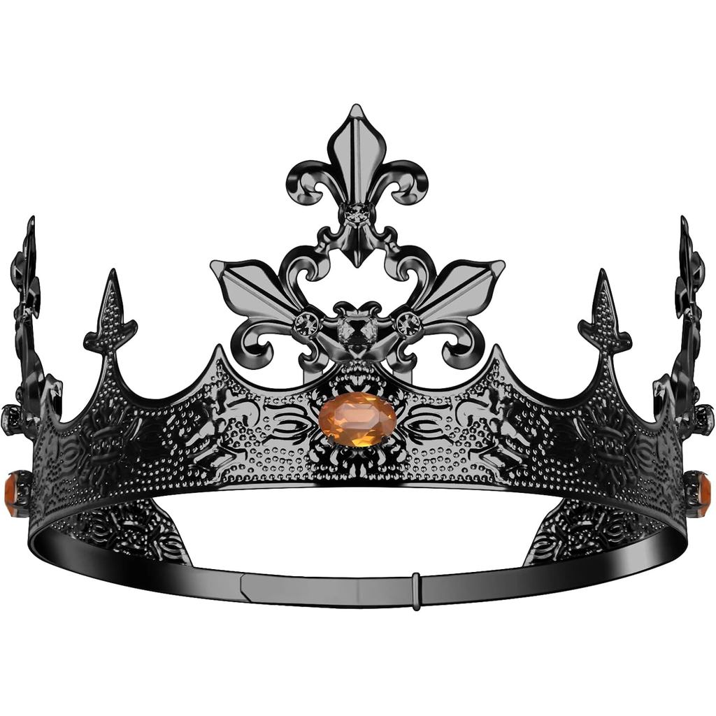 CROWN GUIDE King Crown สําหรับผู้ชายอุปกรณ์เสริมเครื่องแต่งกายยุคกลาง,ปรับ Mens Crown สําหรับเด็ก Pr