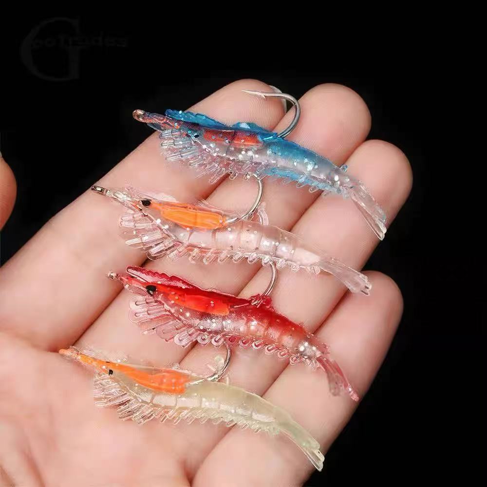 กุ้งยาง เหยื่อปลอม Soft Shrimp 6ซม. 3ก. นิ่มเหมือนจริง สายPE ตกปลาช่อน กระพง อุปกรณ์ตกปลา
