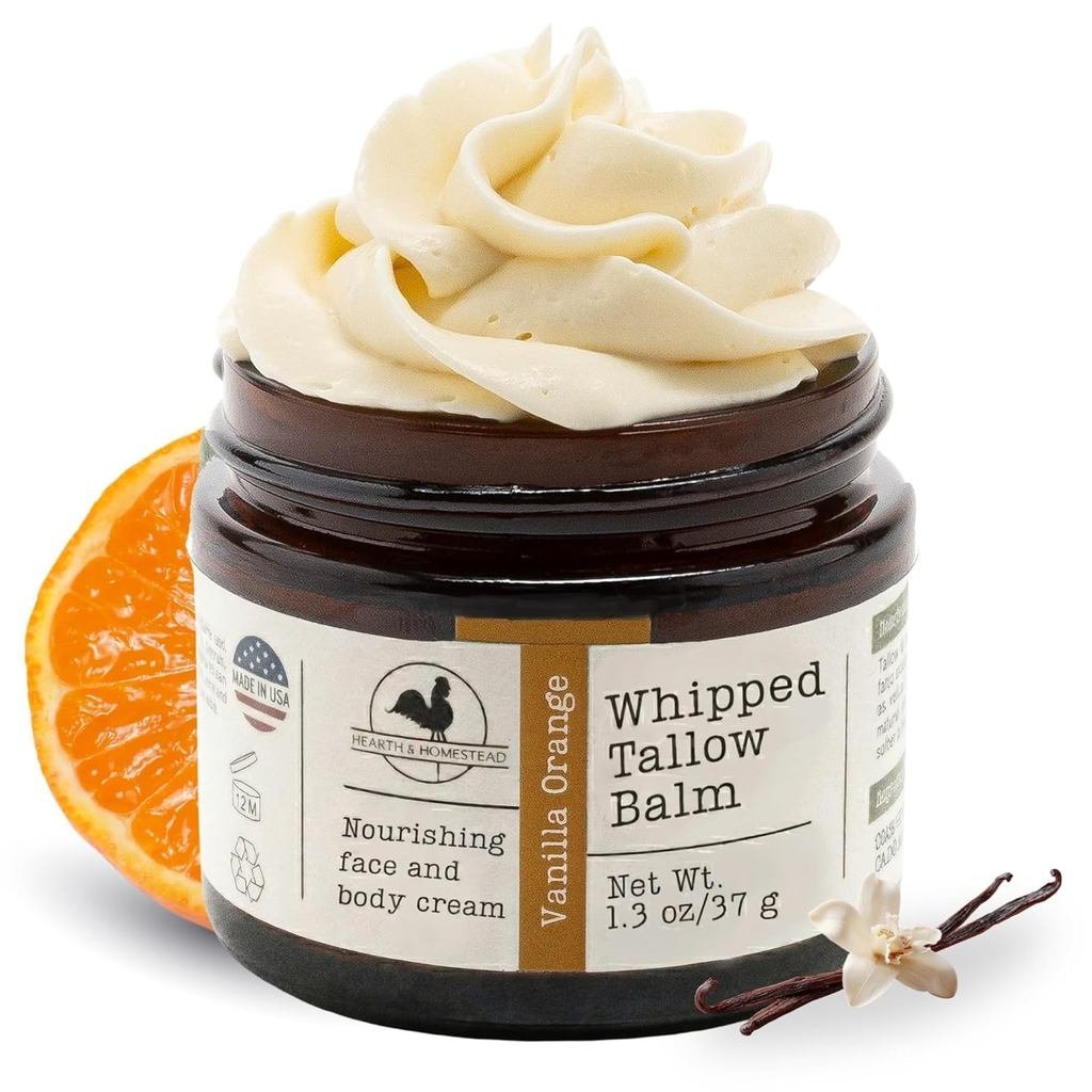 Hearth&HomeStantingWhippedBeefTallowfor&Face-100%GrassFed,Eczema&BodyButter,OrganicOliveOil,Calendul