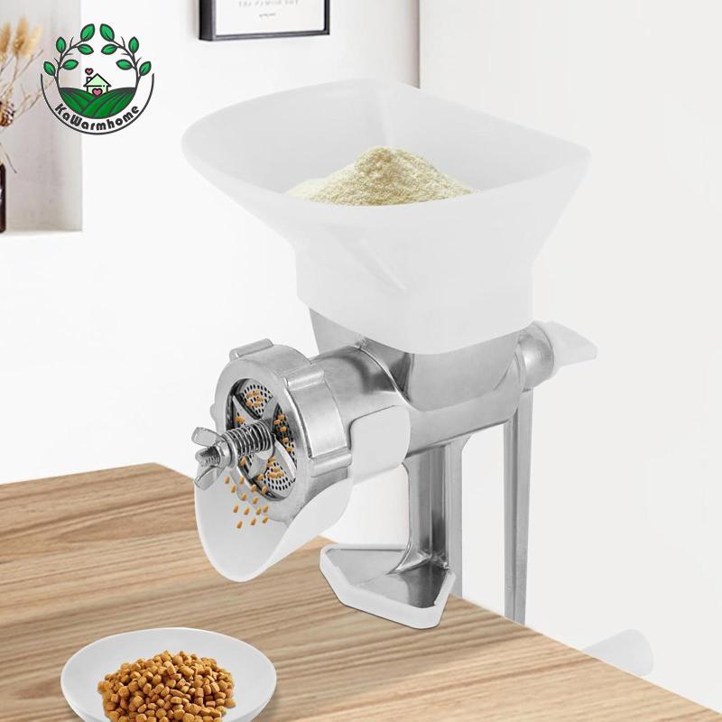 [Whcart] อาหารสัตว์สแตนเลส Kibble Machine คู่มือเม็ดแบบพกพา Kibble Mill พร้อม 3 แผ่นสําหรับบ้าน