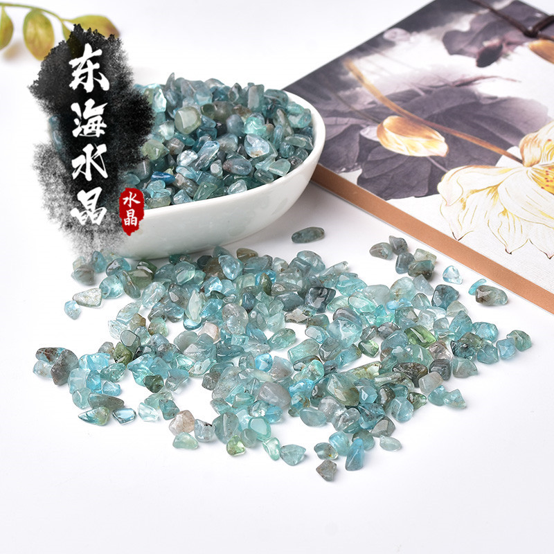 ธรรมชาติ Apatite หินบด Blue Apatite Blue Tourmaline Degaussing Purification หินถังปลาดอกไม้หม้อตกแต่