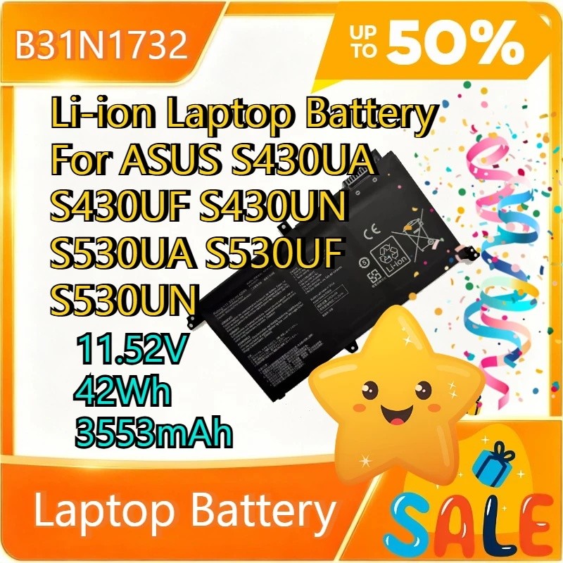 B31N1732 11.52V 42Wh 3553mAh Li-ion แบตเตอรี่แล็ปท็อปสําหรับ ASUS S430UA S430UF S430UN S530UA S530UF
