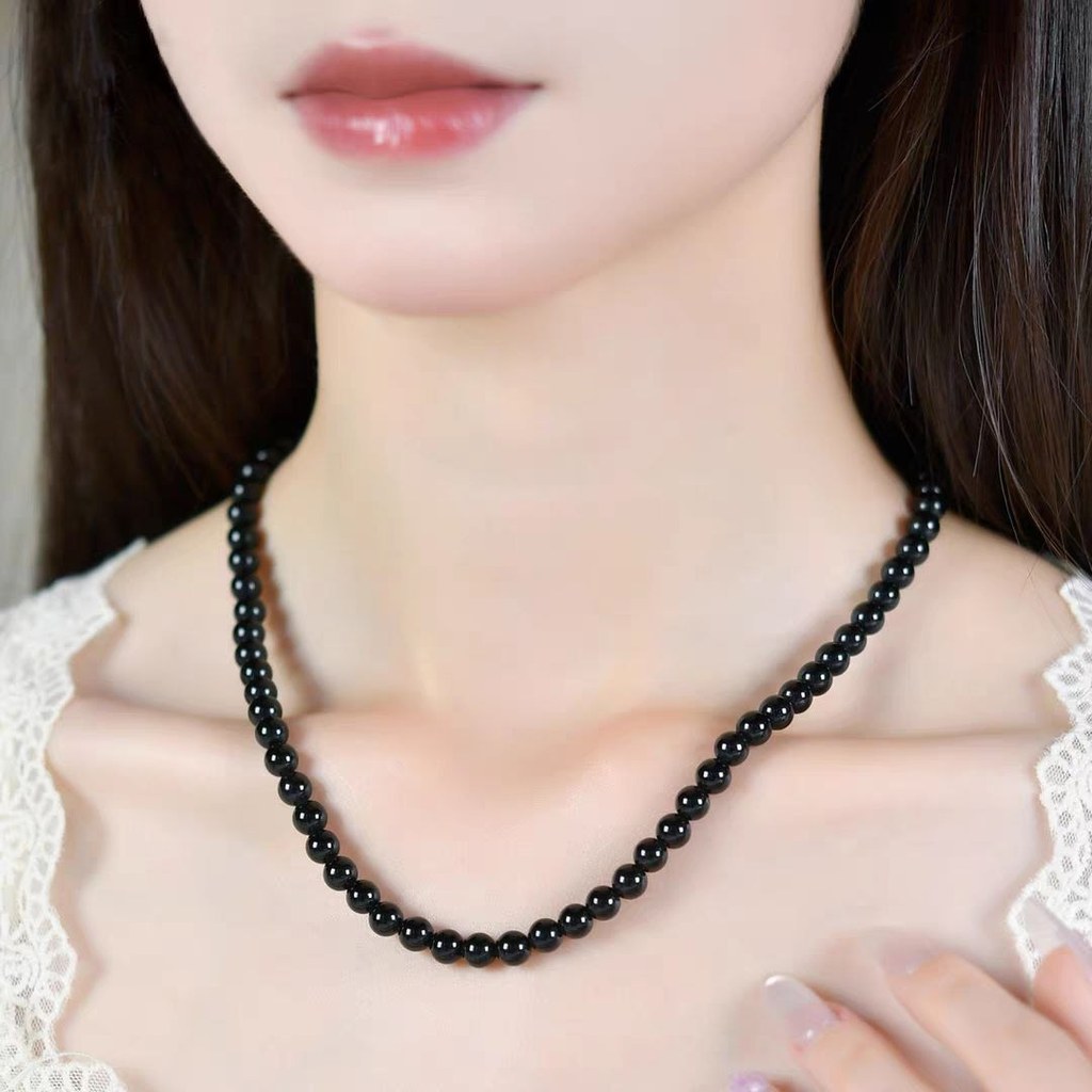 ธรรมชาติสีดําทอง Obsidian สร้อยคอผู้หญิงสร้อยคอ Clavicle Chain คริสตัลสีดําจี้ High-End หรูหรา Niche