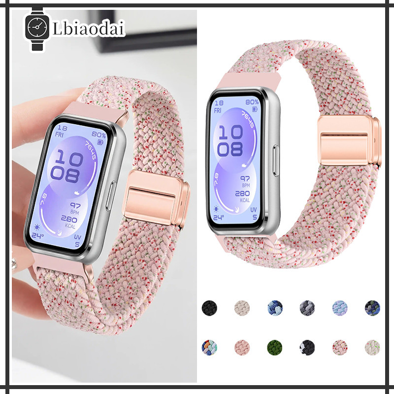 สายไนล่อนถัก for Smartwatch Huawei Band 11/11 Pro /10 9 8 NFC กีฬาแม่เหล็กยืดหยุ่นเปลี่ยนสายรัดข้อมือสายรัดข้อมือ