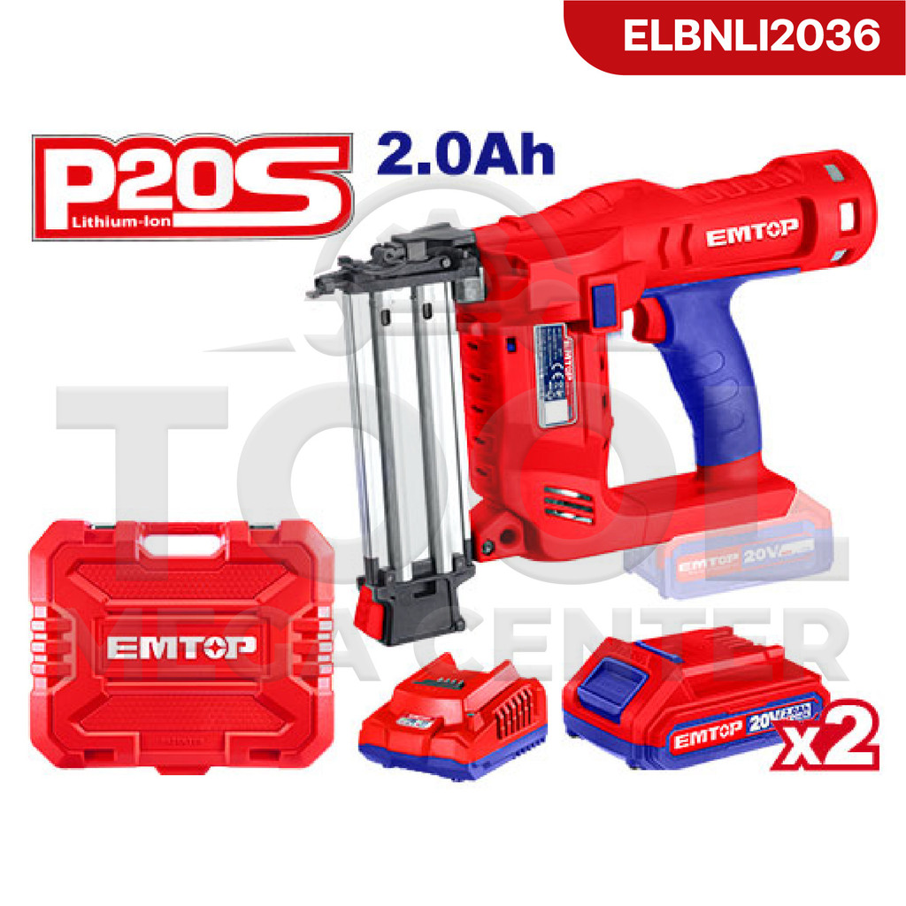 EMTOP เครื่องยิงตะปู ยิงแม็ก ขาคู่ ไร้สาย แบตเตอรี่ 20v รุ่น ELBNLI2036