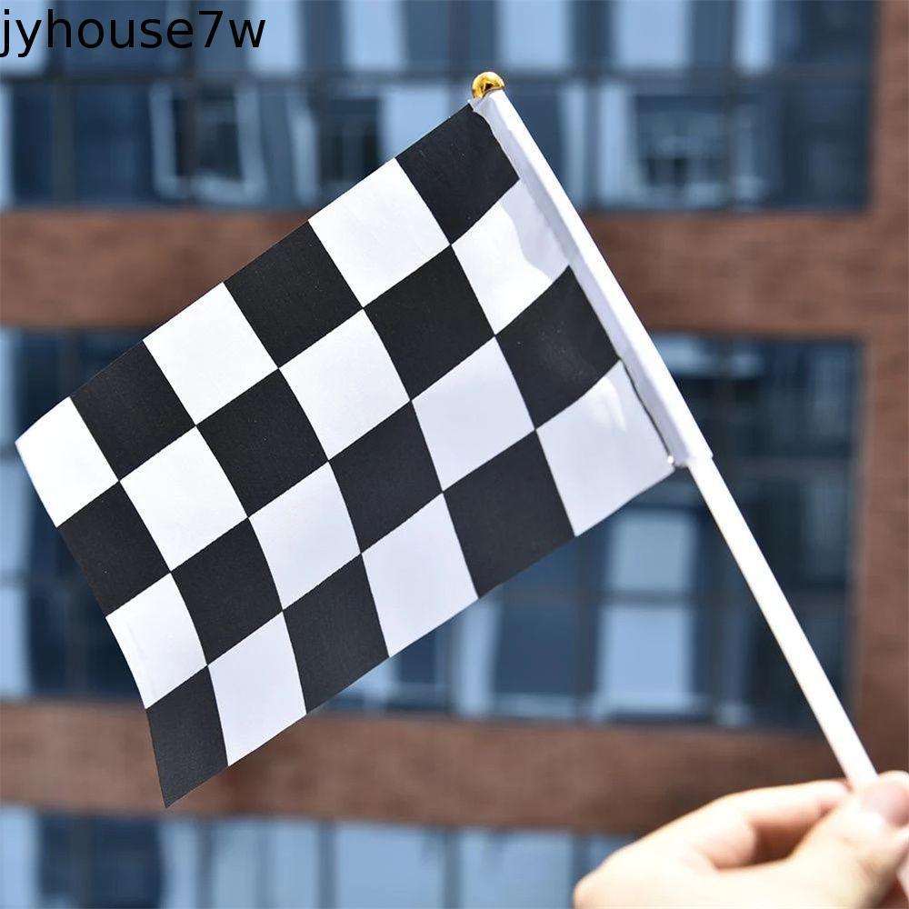 JYHOUSE Racer Checkered Flags 14*21 ซม.10 ชิ้น/แพ็ค Cheer Race Flag Car Racing Racing Party Check Fl