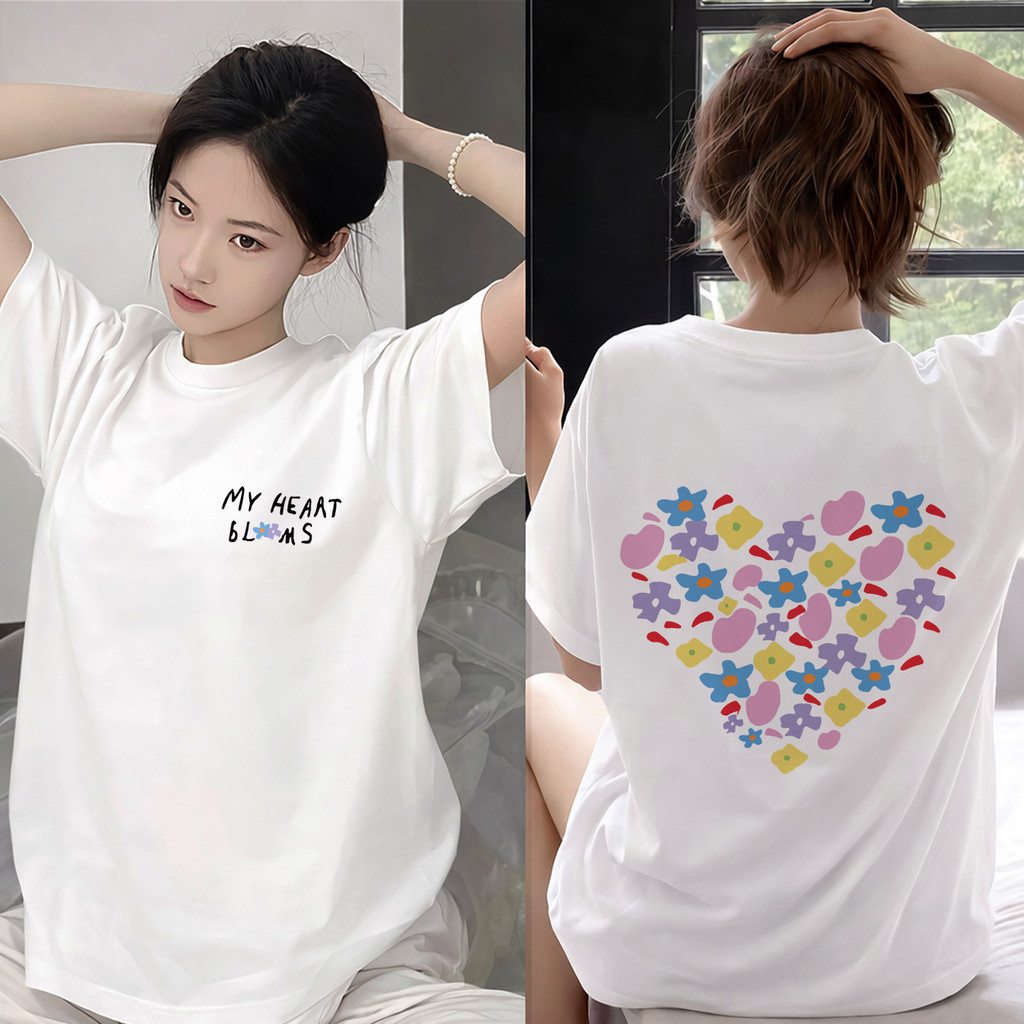 (ผ้าฝ้าย 100%) Luvoro 2026รุ่นใหม่ เสื้อยืด Cotton oversize T-shirt unisex ลาย เนื้อผ้านุ่มระบายอากาศดี แขนสั้น ใส่สบายสีดำและสีขาว เสื้อยืดทูโทน เสื้อยืดแขนสั้น C2924