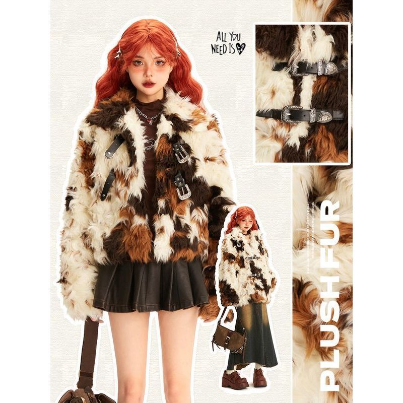 Merad Contrast Color Fur 2026 Fur เสื้อแจ็คเก็ตป้องกันสิ่งแวดล้อมสไตล์ใหม่แบบสั้น Classy Top Fur Coa