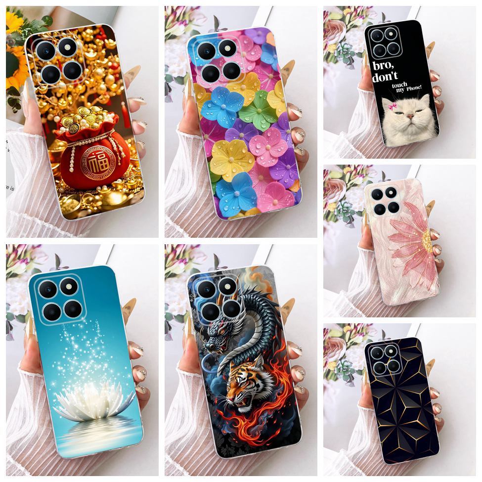 Clear สําหรับ Honor X6a กรณี V2445A น่ารักการ์ตูนแฟชั่นผีเสื้อตลกทาสีปลอก WDY-LX1 WDY-LX2