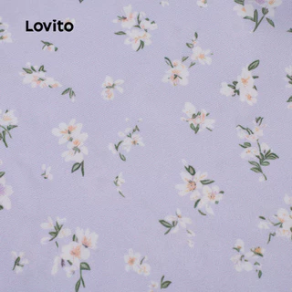 (New Arrival) Lovito เสื้อลําลองเรียบง่ายสีม่วงสําหรับผู้หญิง เหมาะสําหรับฤดูใบไม้ผลิและฤดูร้อน เกาหลี อินเทรนด์ L197AD1062