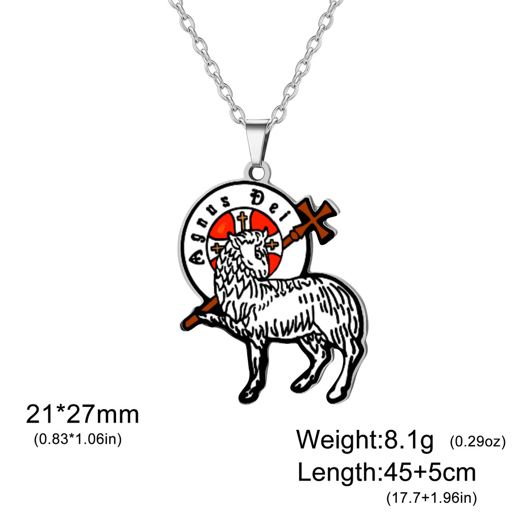 SKYRIM สีสัน Agnus Dei จี้สร้อยคอสแตนเลสชาวยิวคาทอลิกสวดมนต์เพลง Amulet Golden Choker เครื่องประดับข