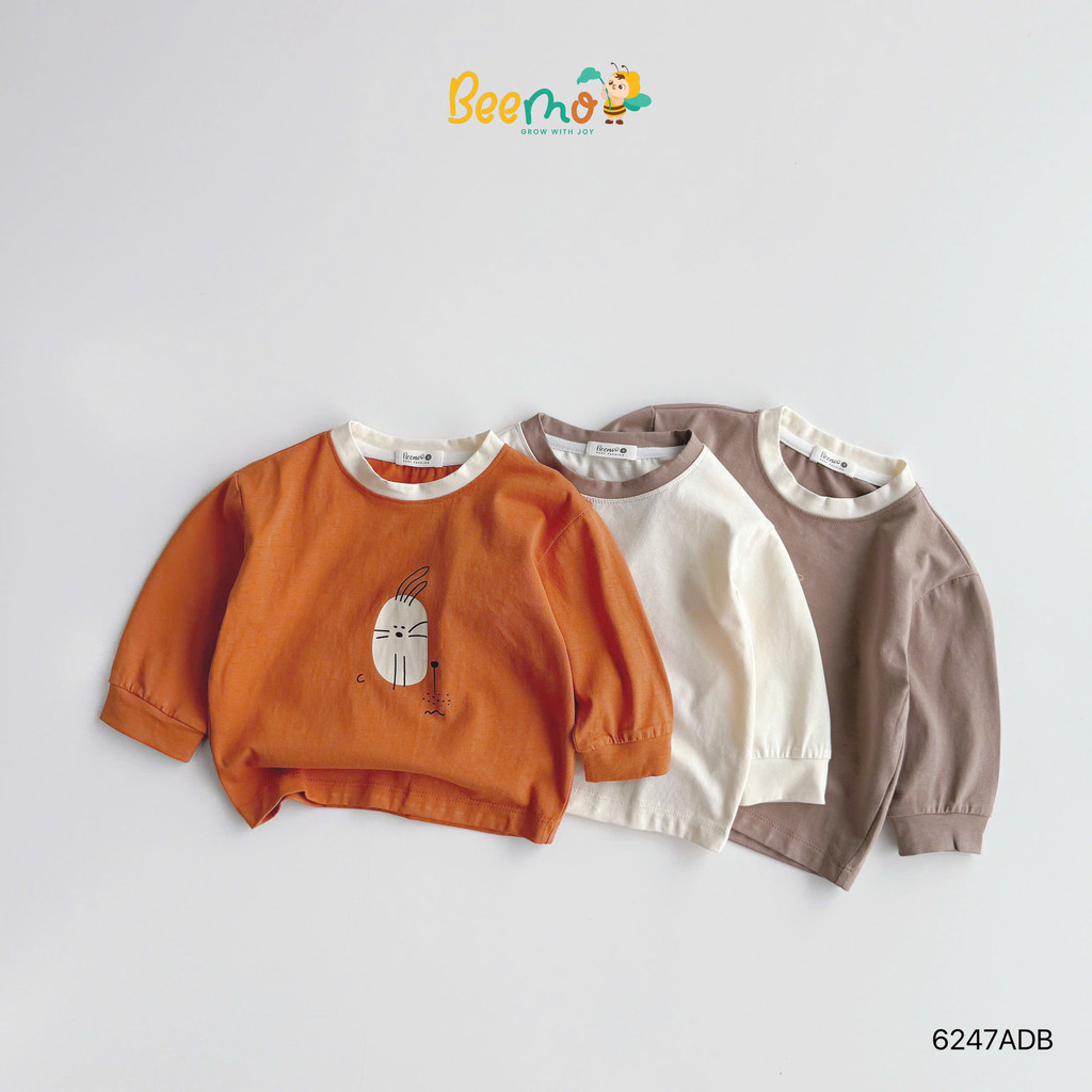 BEEMO Boys เสื้อยืดแขนยาว Soft Stretch Sweater เสื้อยืดคอปกน่ารักพิมพ์ 6247ADB