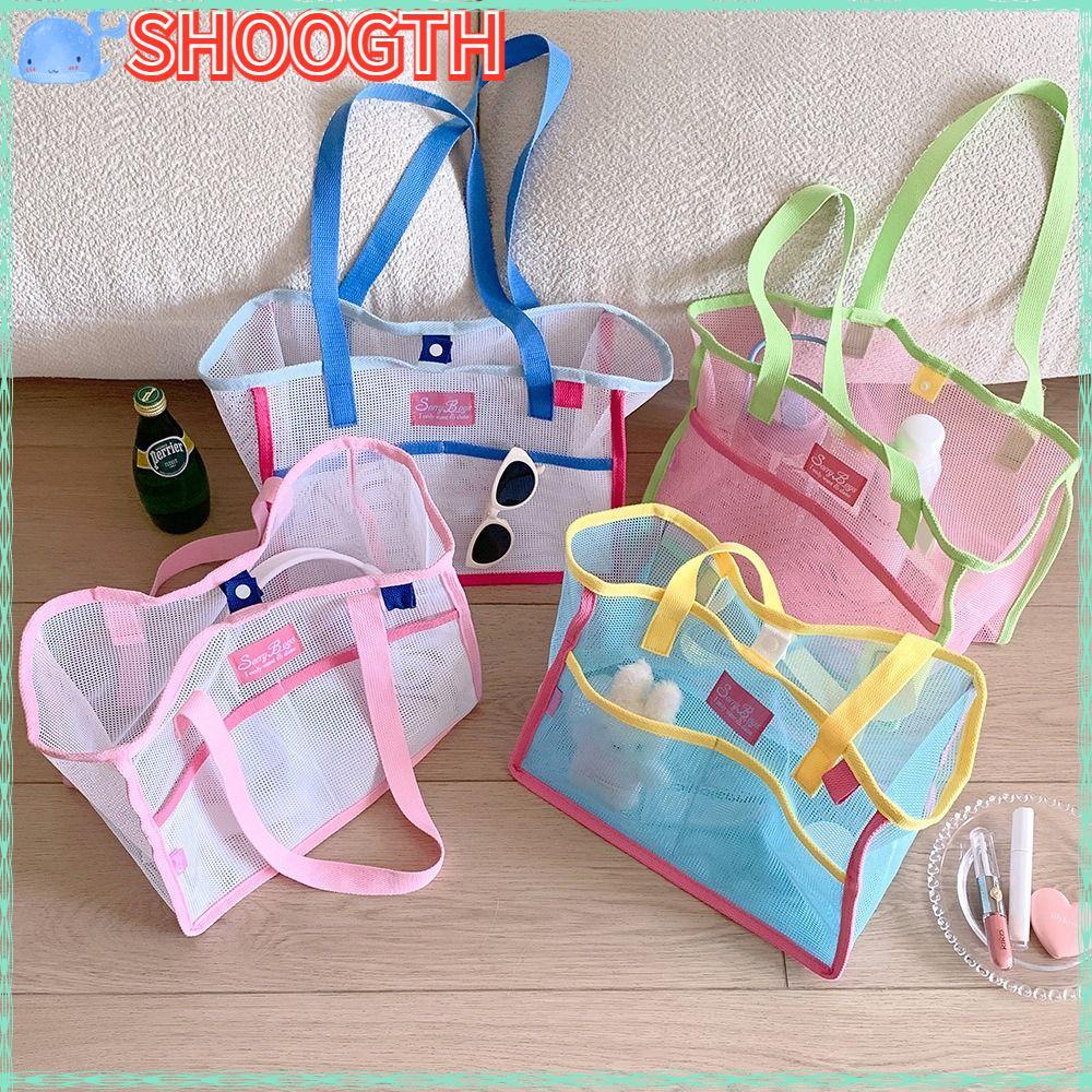 SHOOGTH Beach Tote Bag,Breathable Folding Mesh Beach Bag, Mesh Large Capacity Swimming Tote Bag Beac