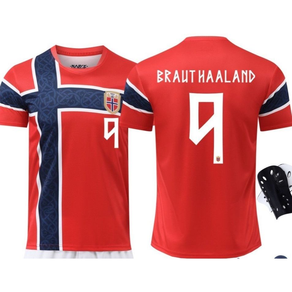 เสื้อฟุตบอลเหย้านอร์เวย์ ศึกเวิลด์คัพ 2026 เบอร์9 Haaland เบอร์10 Martin Ødeaard ผู้ใหญ่+เด็ก
