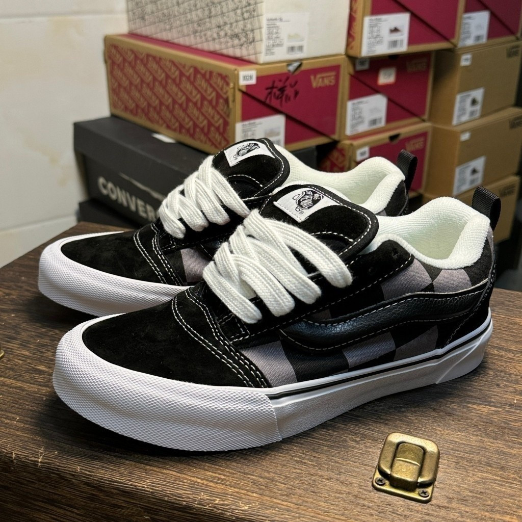 Burner skool Black Grey checkerboard รองเท้าผ้าใบลําลองทรงเตี้ย kr5g rirq