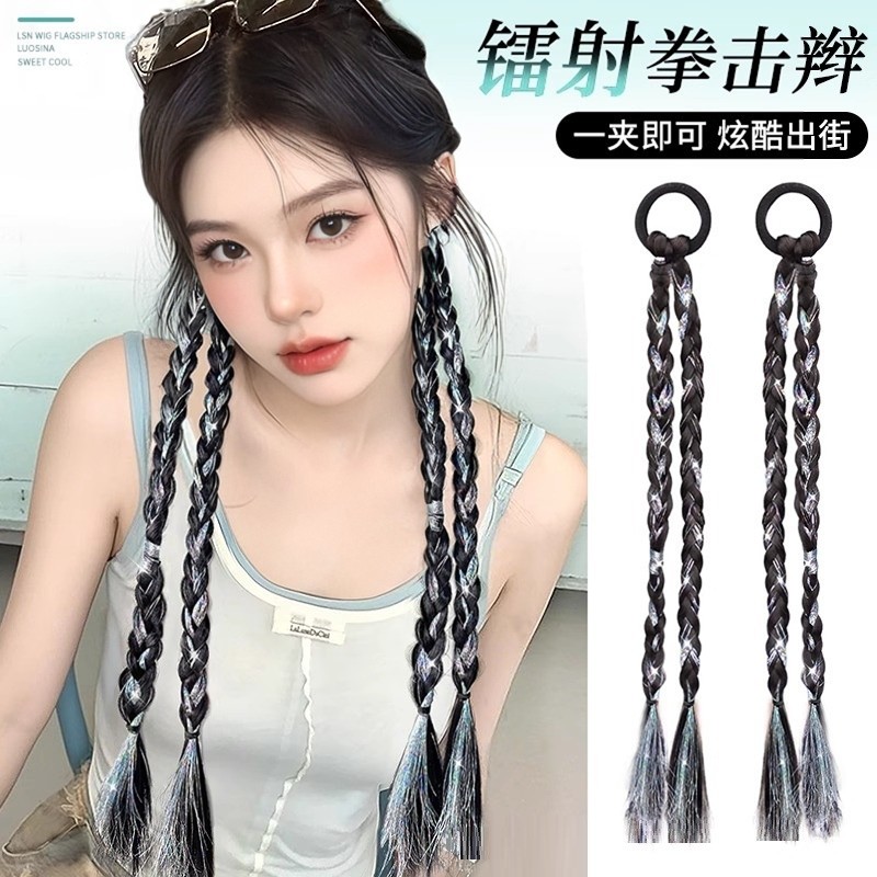 วิกผม Braids Sweet Cool ไฮไลท์หางม้า Braids Twist ยาว Braids Influencer หางม้าคู่สกปรก Braids สาวกลุ