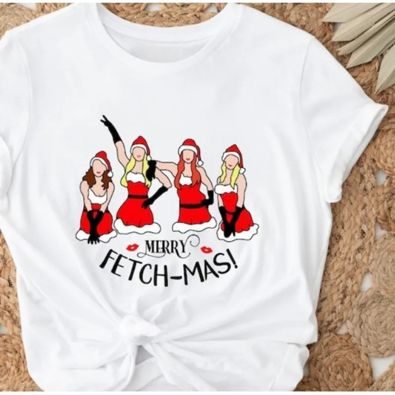 [พร้อมส่ง] เสื้อยืดธีมคริสต์มาส Merry Fetchmas Mean Girls เสื้อคริสต์มาสสุดฮา เสื้อยืดสตรีทแวร์ลายพิ