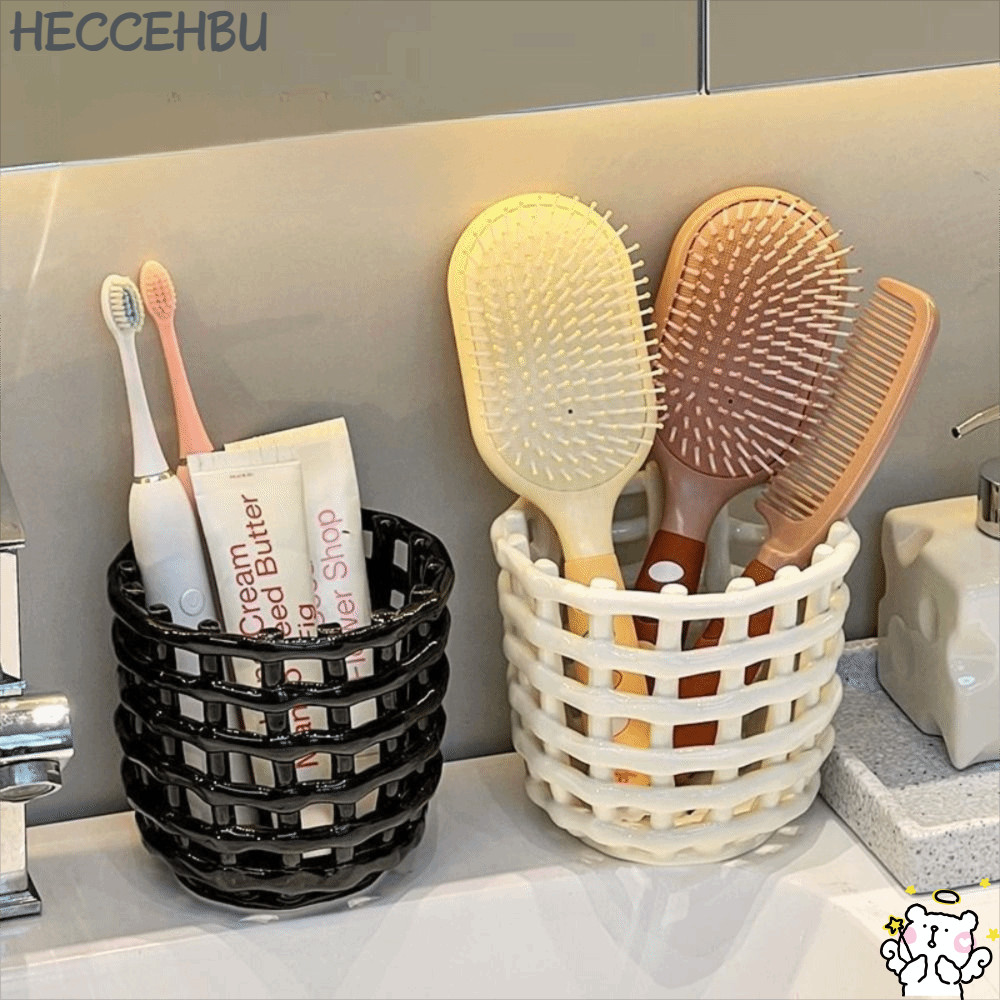 เฮกเซห์31 ที่ใส่ปากกาและแปรง, ที่เก็บของในห้องน้ํา ที่ใส่แปรงสีฟัน ดูได้, พร้อมรูระบายน้ํา กล่องเก็บการออกแบบทอ