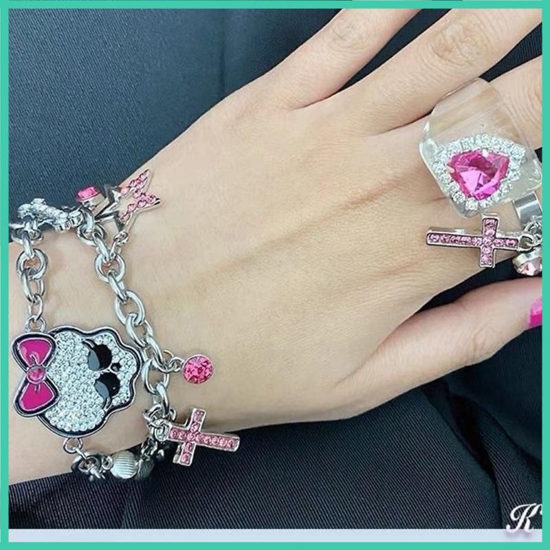 CIND Cool Girl Styles Skull School สร้อยข้อมือสร้อยคอแบบปรับได้สําหรับโลหะผสมแฟชั่น