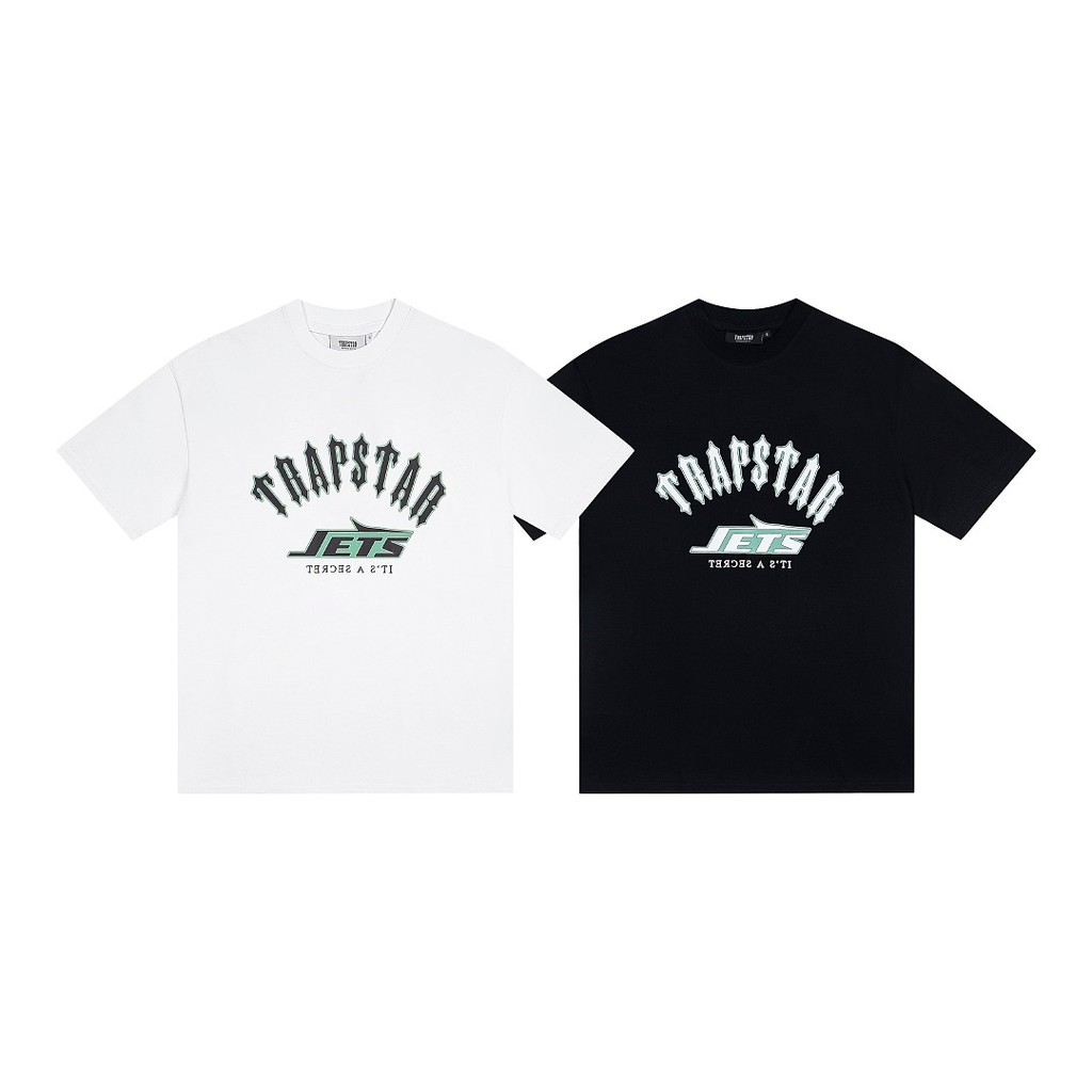 Trapstar สวยอินเทรนด์ Street ฤดูร้อน Casual Basic All-Match สไตล์พิมพ์ตัวอักษรหลวมผ้าฝ้ายแท้แขนสั้นเ