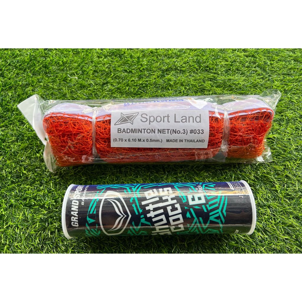 เน็ตแบดมินตัน เบอร์ 3 SPL + ลูกแบดพลาสติกGrand Sport (6pcs) / Badminton net(No.3)#033 (0.70x6.10mx0.