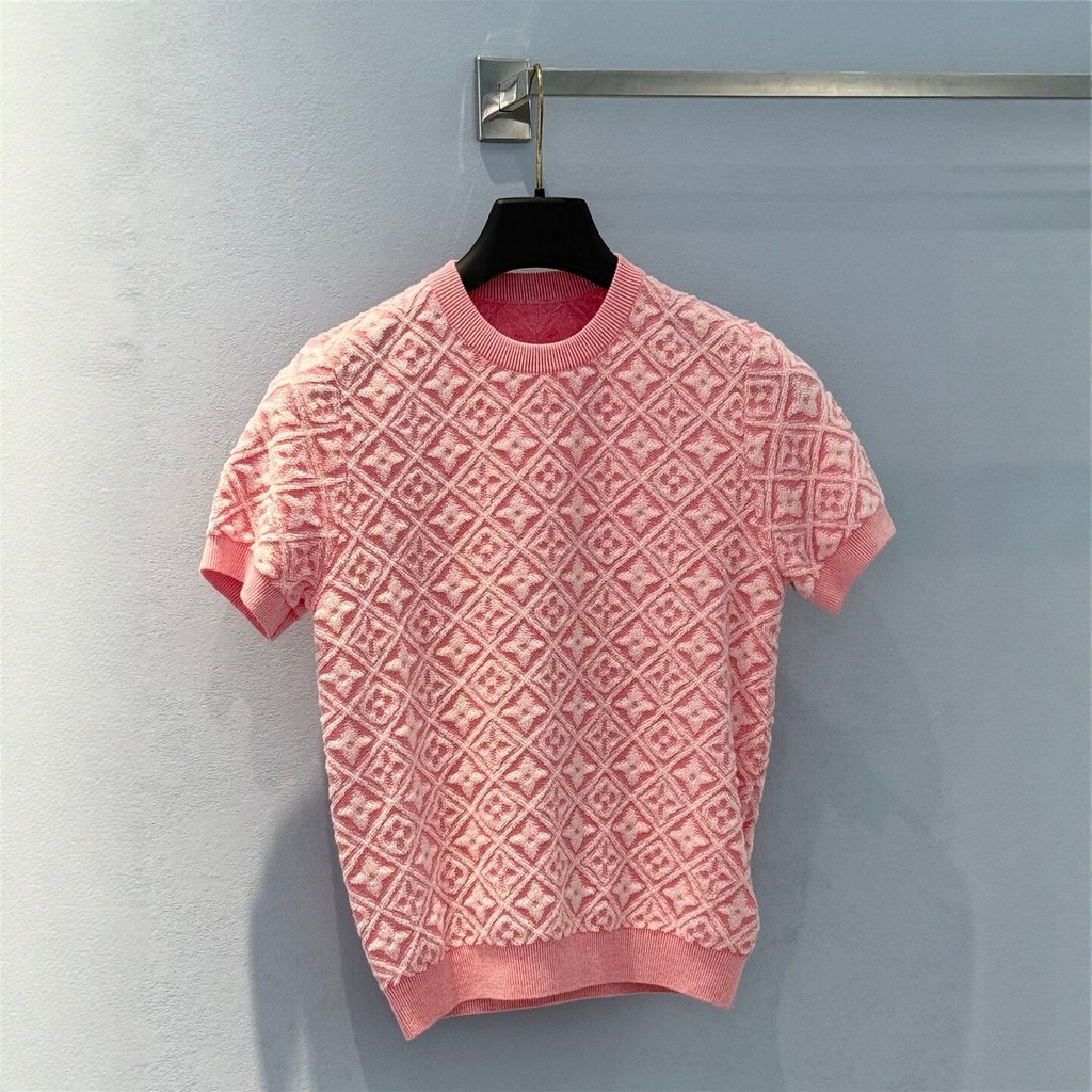 ZMRZ Lsv * ฤดูร้อนสไตล์ใหม่เพชรหรูหรานูน Retro ดอกไม้เก่ารอบคอแขนสั้นถักเสื้อกันหนาวเสื้อกันหนาว