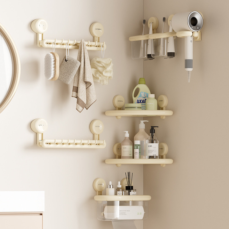 Bathroom Shelf Toilet Towel Rack No Punching Corner Shelf Toothbrush Holder Storage Shelf Hair
