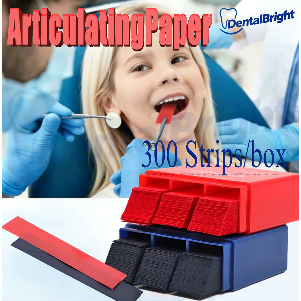 300 Sheets Dental Bite Paper Disposable Dentist Blue/Red Double-Sided Bite Strip Oral Teeth Care Whi