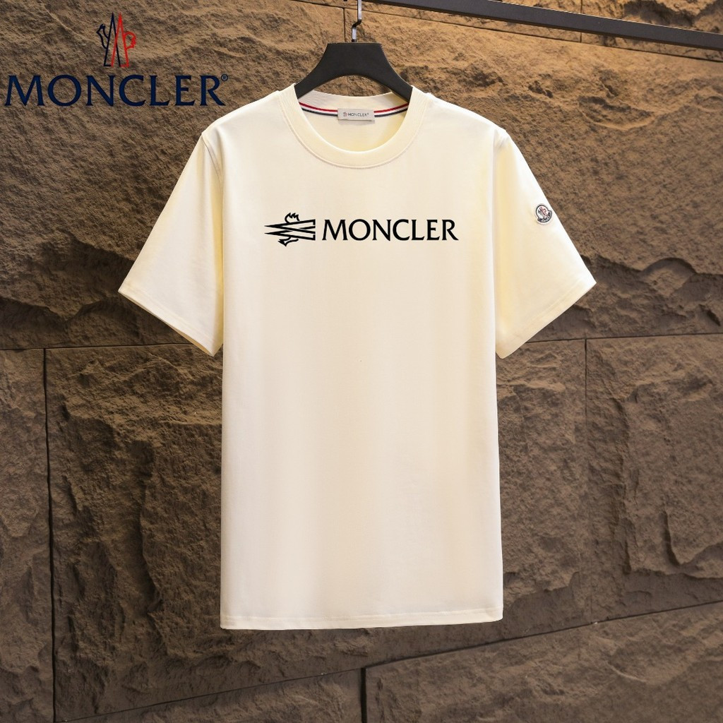 Moncler2026 Moncler 2026 คลาสสิกรอบคอแขนสั้นเสื้อยืดผู้ชายผู้หญิงสไตล์ Slim-fit Creative หนา Impervi