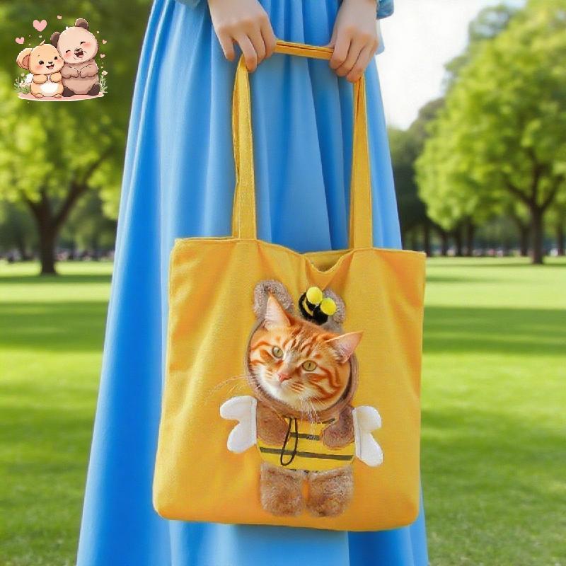 น่ารัก Dew Noggin Shape Cat Bag Pets Holder Shoulder Bag Portable Canvas Tote | สุนัขระบายอากาศได้ถื