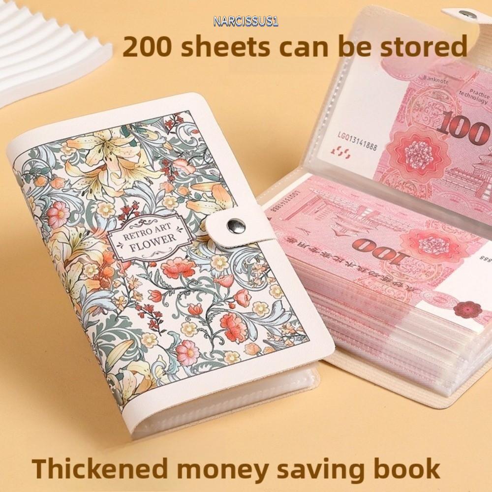 NARCISSUS13A0E Budget เงินโน้ตบุ๊ค,ขนาดใหญ่ความจุประหยัดเงิน 100 ซองเงิน Challeng,Reusable กันน้ํา P