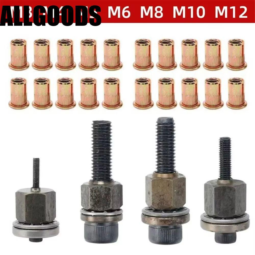 ALLGOODS Rivet Nut เครื่องมือ, เหล็กคาร์บอนกันสนิมเกลียวใส่เครื่องมือ, Rivet Nut ชุดผสมหัวเกลียว Riv