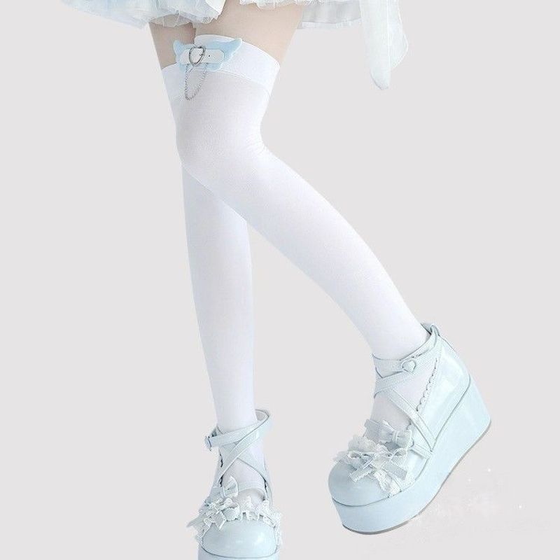 Candy สีสามมิติปีกถุงน่องผู้หญิง Jk กํามะหยี่บางถุงเท้ากันลื่นหลอดสูง Lolita Over-the-Knee ถุงเท้า 9