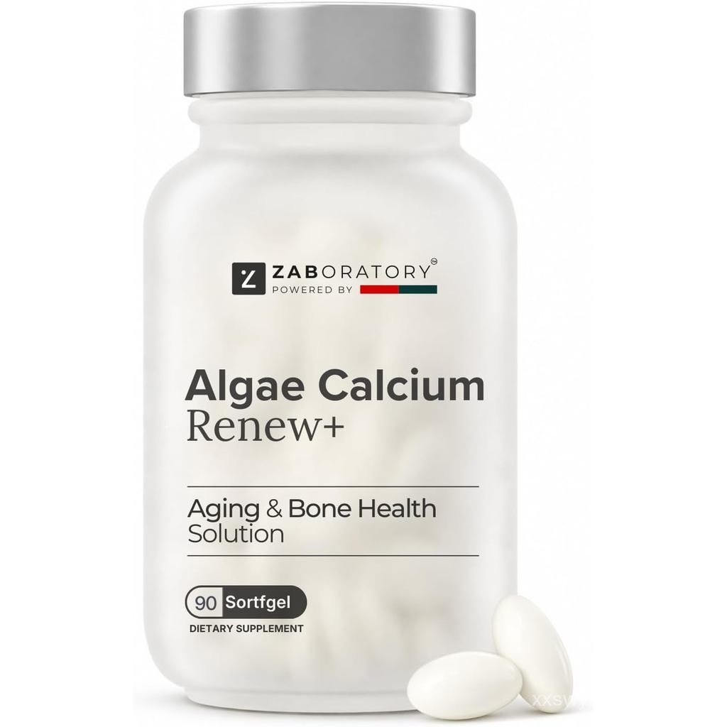 ZAB Algae Calcium อาหารเสริมแคลเซียมจากพืชที่มี Urolithin A, Astaxanthin, Vitamin D & K | 90 ซอฟท์เจ